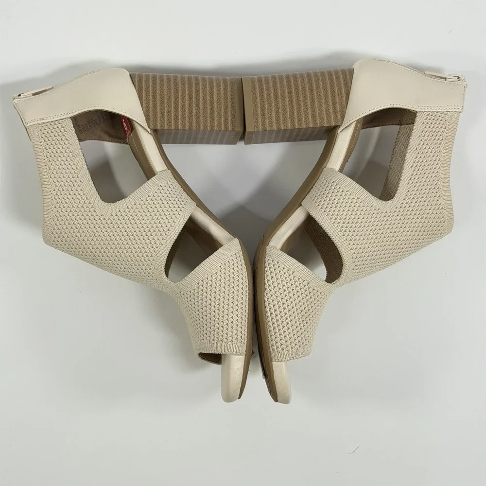 Giani Bernini Size-6M Womens Arisiaaf Knit Block Heel Beige Sandals Bootie